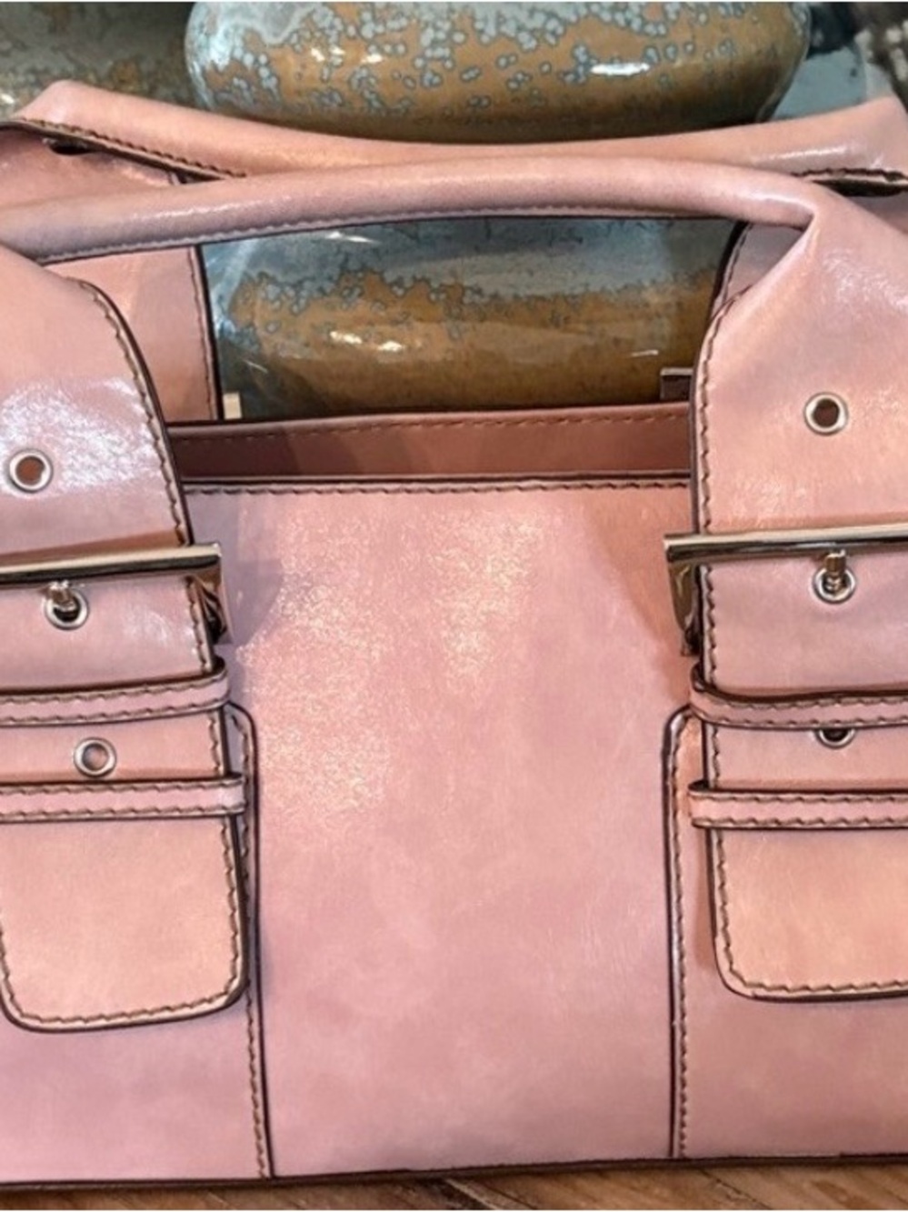 Aldo Leather Satchel Handbag in light Dusty Pink
